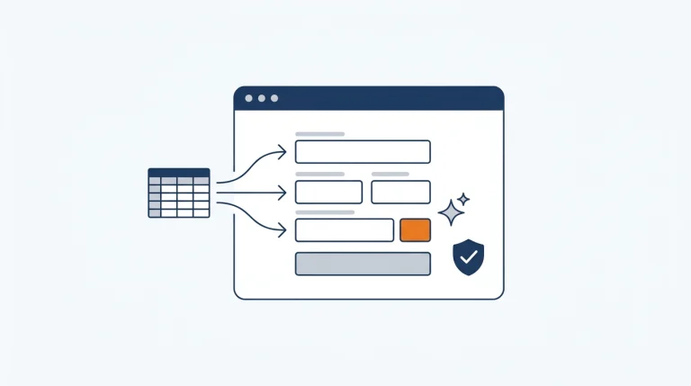 表のデータをブラウザの入力欄へ転記するイメージのイラスト